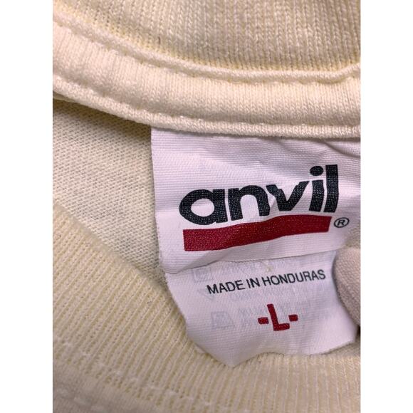 Vintage Y2K We Are Boston Tee US Flag Letters Yellow Tee Anvil Red Bar Tag Large - Picture 5 of 6